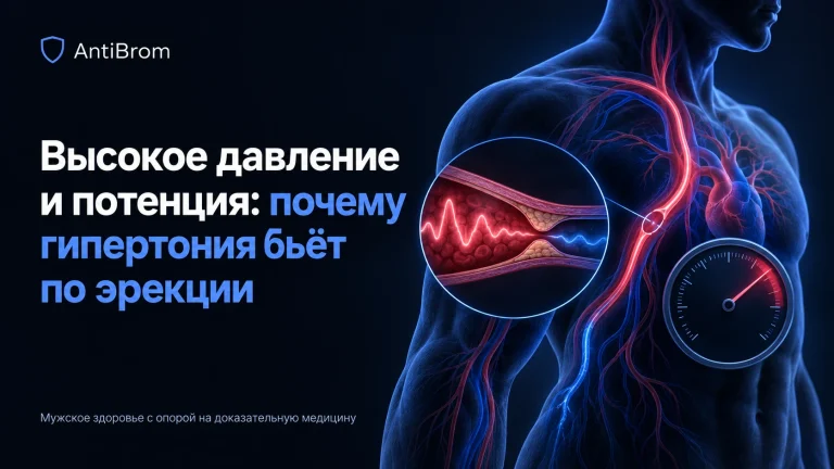 Мужской торс с сосудистой сетью, суженной артерией и шкалой давления