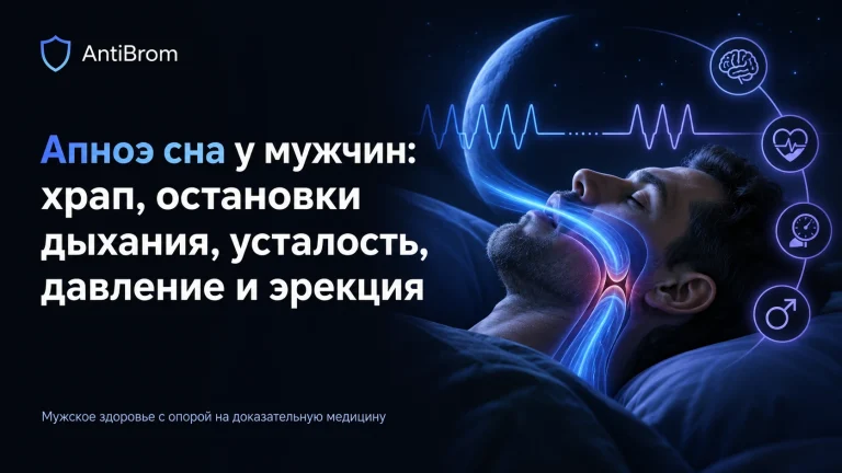 Спящий мужчина с прерывающимся потоком воздуха и пульсовой линией