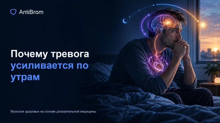Мужчина на рассвете с циркадной дугой и усиливающейся тревожной волной