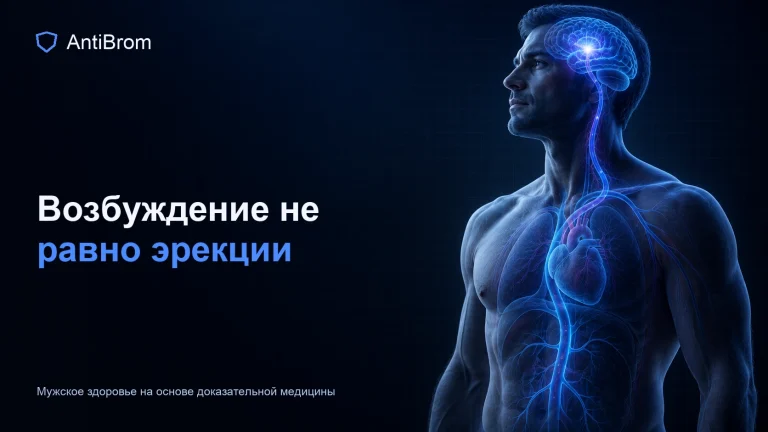 Мужской силуэт с разделёнными сигналами возбуждения и сосудистой реакции