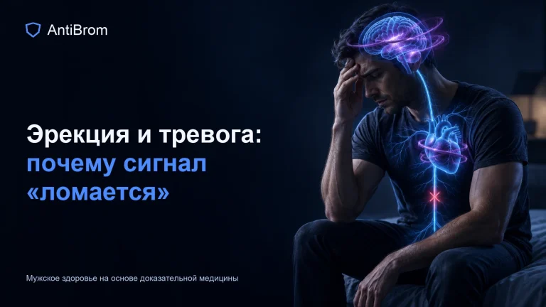 Напряжённый мужчина с тревожной волной и прерванным нервно-сосудистым сигналом