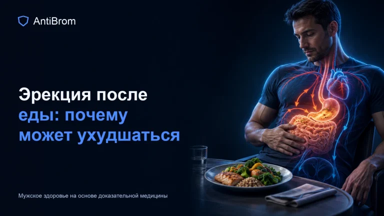 Мужчина после еды с подсвеченными пищеварением и кровотоком