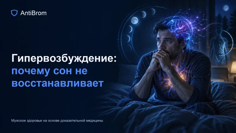Мужчина ночью с ярким сигналом гипервозбуждения и незавершённым циклом восстановления
