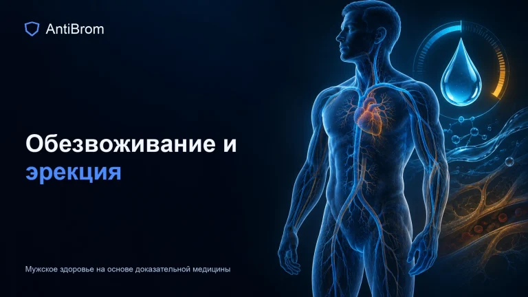 Мужской силуэт с сосудистой сетью, каплей воды и сниженным потоком