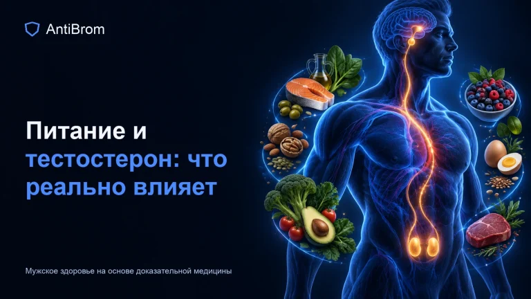 Мужской силуэт с продуктами и гормонально-метаболическим контуром