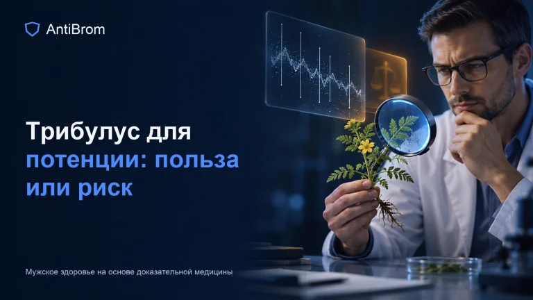 Мужчина изучает растение трибулус через клиническую линзу со слабым сигналом данных и предупреждением