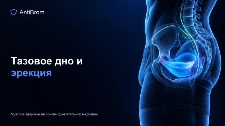 Мужской силуэт с нейтральной схемой мышц тазового дна и нервных путей