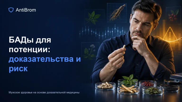 Мужчина сравнивает нейтральные капсулы и растительные образцы через линзу доказательств и риска