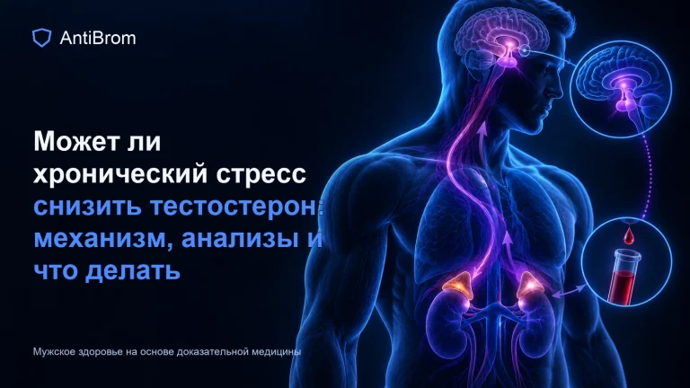 Мужской силуэт со стрессовой гормональной осью и лабораторной пробой