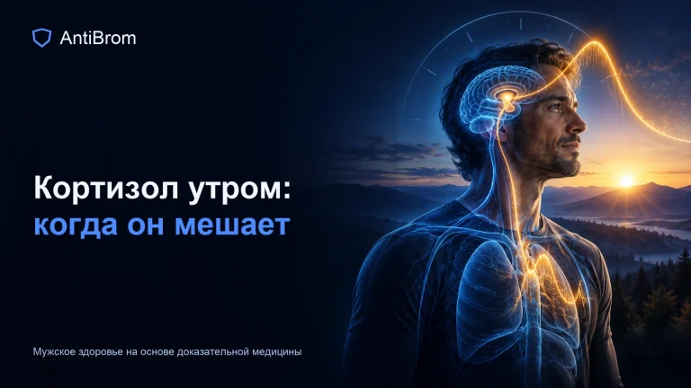 Мужчина на рассвете с циркадной дугой и чрезмерно резкой волной кортизола