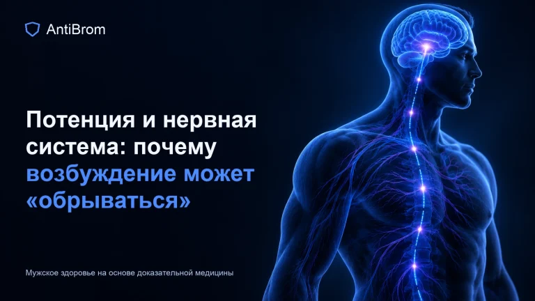 Мужской силуэт с нервным импульсом, который разделяется на прерывистые участки
