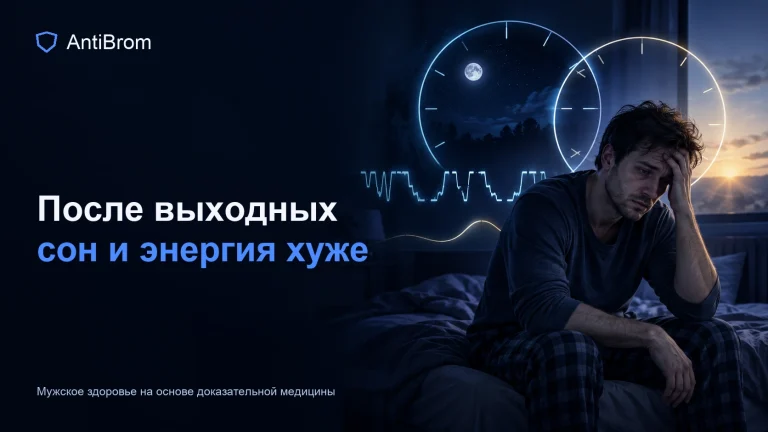 Мужчина с двумя смещёнными циркадными кольцами, прерванной волной сна и слабым дневным сигналом