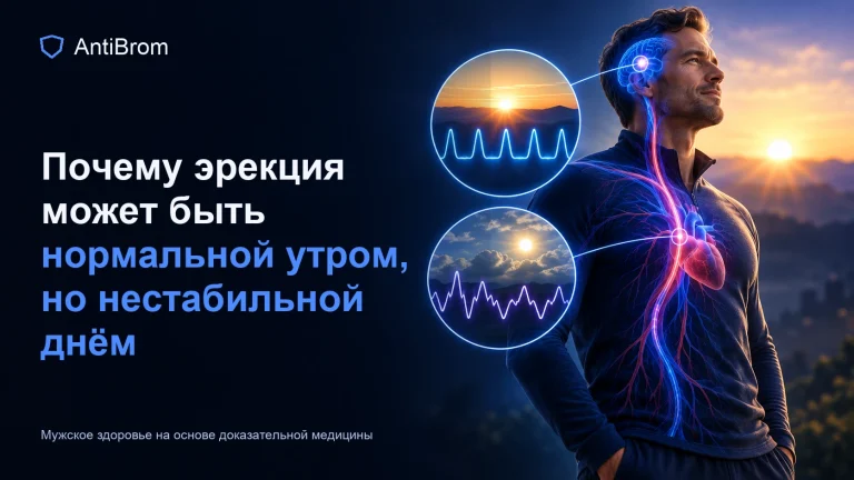 Мужчина с ровным утренним и нестабильным дневным физиологическим сигналом